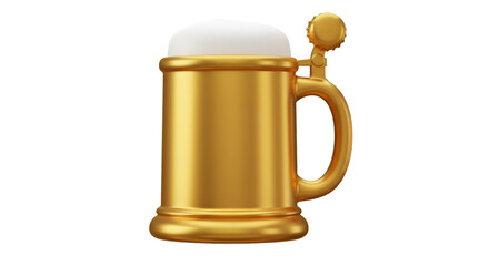 Illustration Golden Beer Mug with White Foam Perfect for Oktoberfest 3D