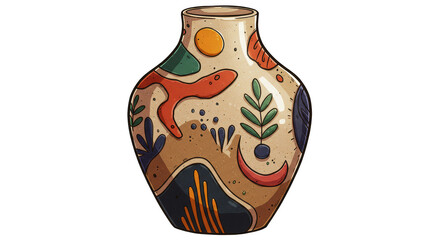 Illustration of Colorful Ceramic Vase Decorative Pottery Art Style
