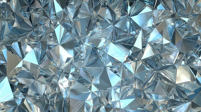 Abstract Metallic Crystal Texture with Faceted Triangle Surfaces