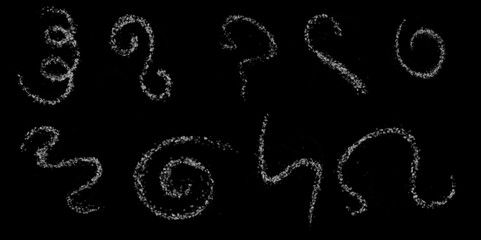 Handwritten lines and shapes. Handwritten marker design elements. Hanging colorful streamers and falling confetti .Shiny ribbons set for holiday design.Colorful serpentine and confetti Winter