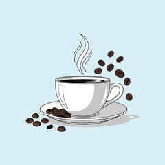 cup of coffee with beans