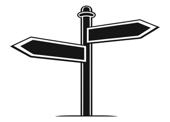 Black and White Direction Board Silhouette Icon for Road Sign, Guidepost, and Wayfinding Designs