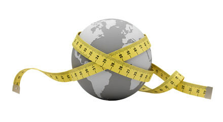 Illustration of Globe with Measuring Tape for Diet and Weight Loss