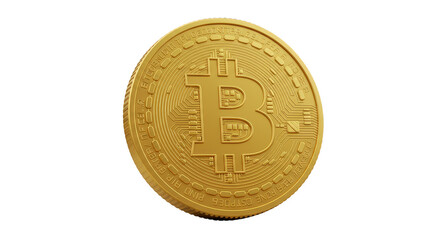Illustration of Golden Bitcoin Cryptocurrency Isolated Transparent Background