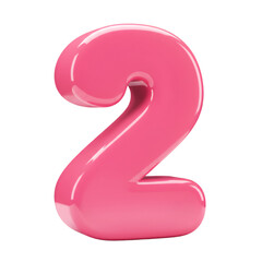 Naklejka premium Illustration of Glossy Pink Number Two Isolated on Transparent Background