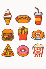 Colorful Fast Food Icons Collection