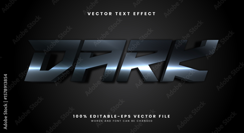 Poster dark 3d editable text effect template suitable for glow light theme
