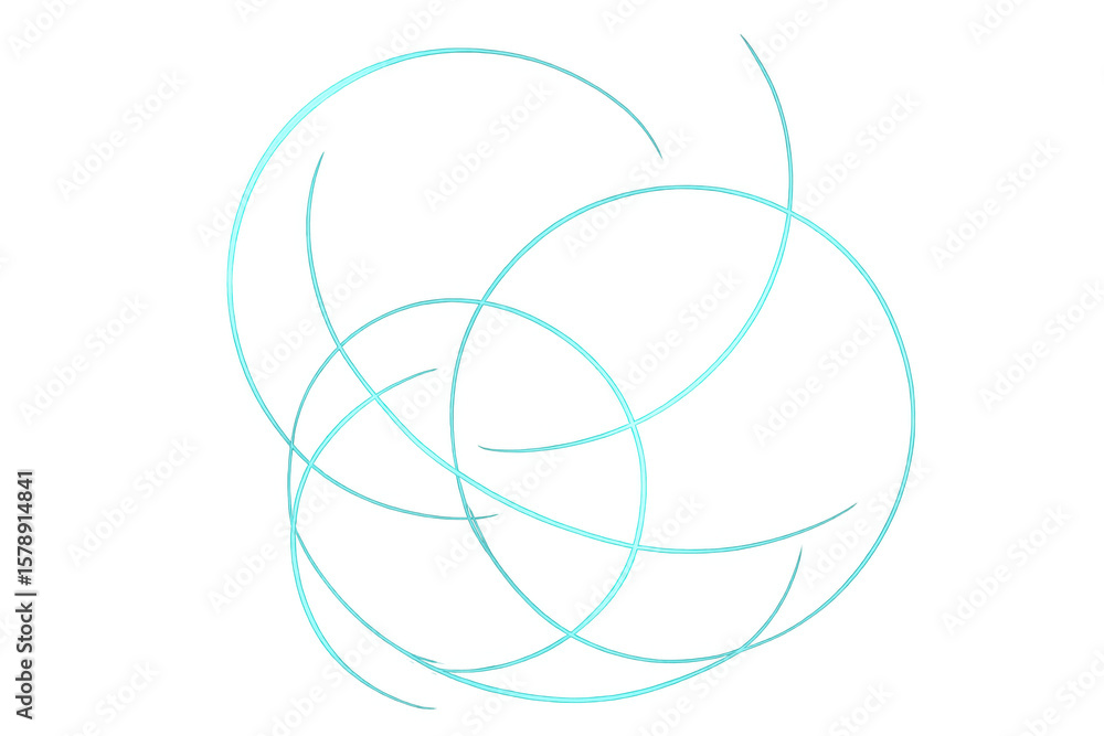 Poster delicate light blue swirling patterns creating interconnected circular designs, translucent backgrou