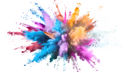 Colorful Powder Explosion In A Burst Of Hues Against A Dark Background Isolated Transparent Background