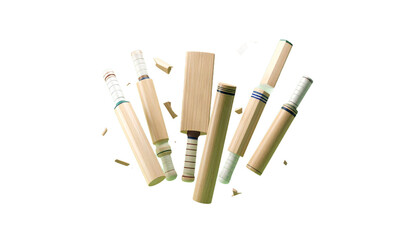 Cricket Bats Scattered Against Black Background Detail Isolated Transparent Background
