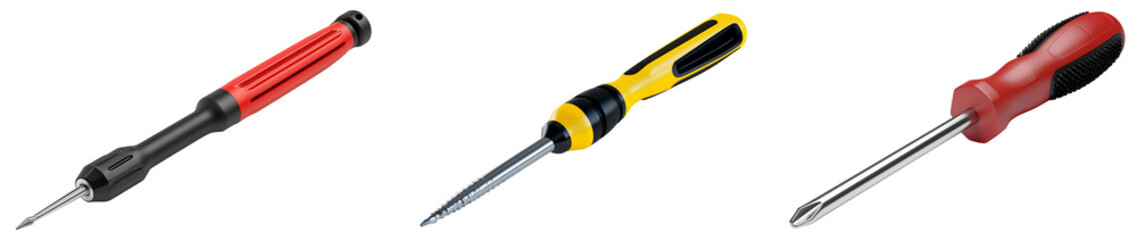 3D Render of Professional Screwdriver Tool Set, isolated on a white background
