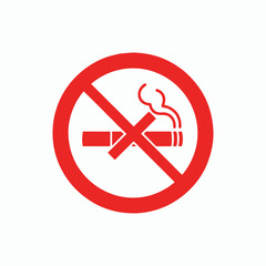 No Smoking Sign – Red Circle with Cigarette Illustration