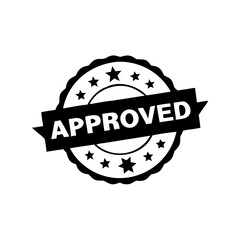 Obraz premium Black approved stamp with stars on a white background