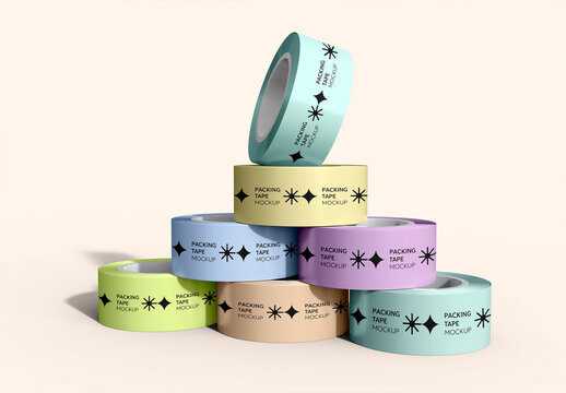 Colorful Packing Tape Mockup Stack