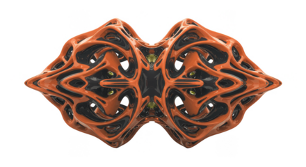 Intricate Orange Black Fractal 3D Abstract Transparent Background