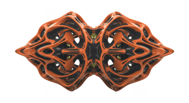Intricate Orange Black Fractal 3D Abstract Transparent Background