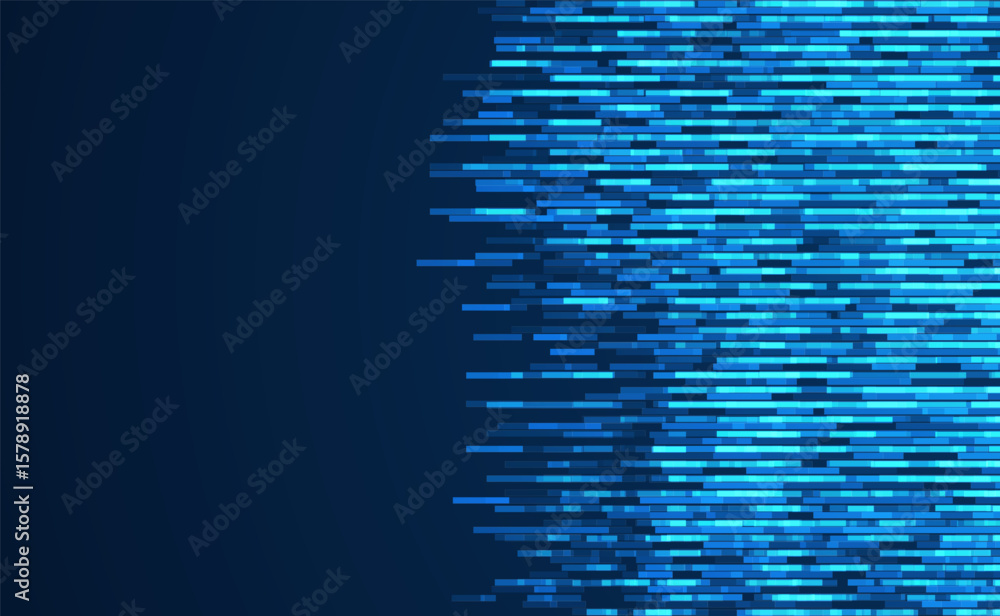 Poster technology glowing horizontal blue digital lines on dark gradient background, ideal for tech, data, 
