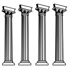 Classical Greek or Roman column illustration showing partial breakage and architectural damage, detailed in ink drawing style, excellent for educational history content, antique design collection