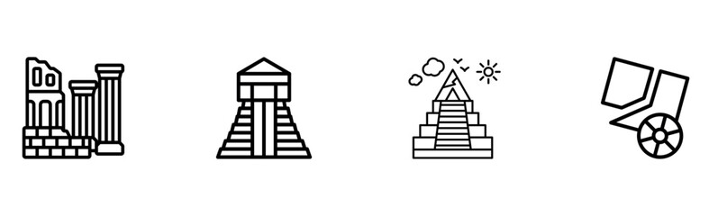 Ancient Civilization Icons: Pyramids, Ruins, and Historical Structures