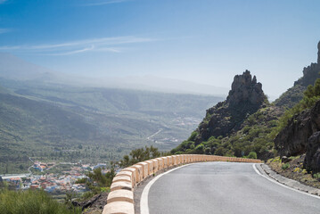 view of road on teide sepantine to mount teide volcano landscape view on Tenerife island Canary islands Spain