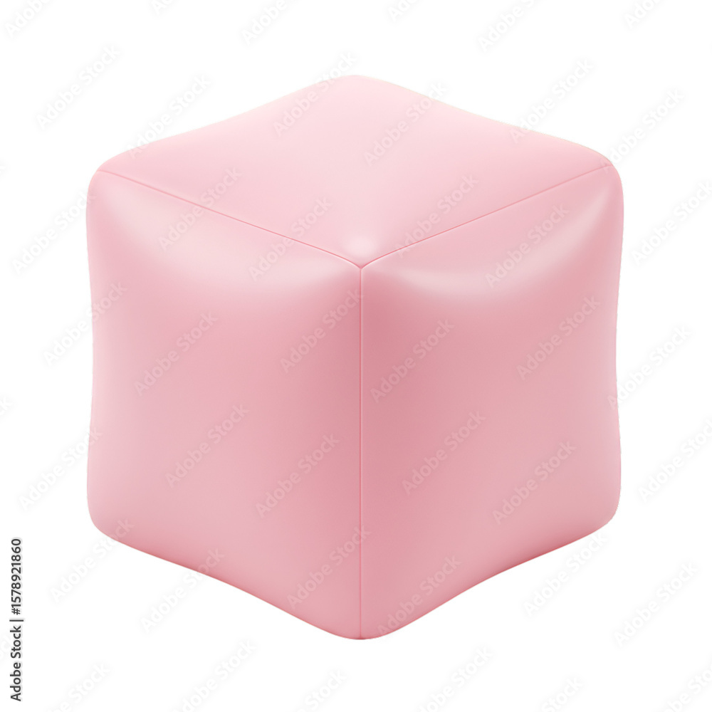 Poster isolated 3d pink cube rendering with geometric shape design