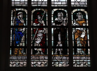 Delft Oude Kerk Church Stained Glass Window Detail Depicting Prophets, Netherlands