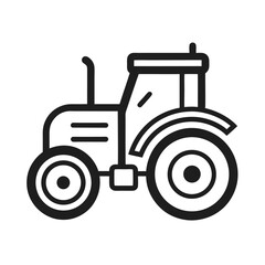 Simple Black and White Tractor Icon for Agricultural or Farming Designs