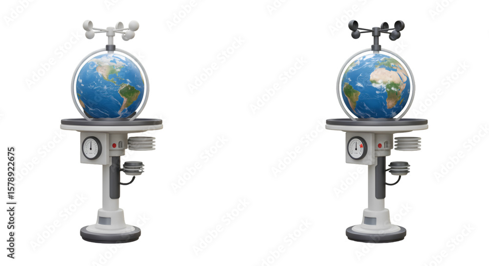 Poster isolated 3d render of weather station with globe instrument model