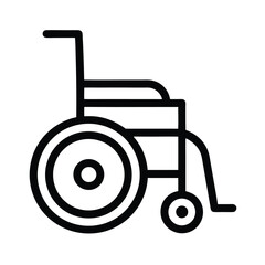 Wheelchair icon in outline style symbol of disability and accessibility