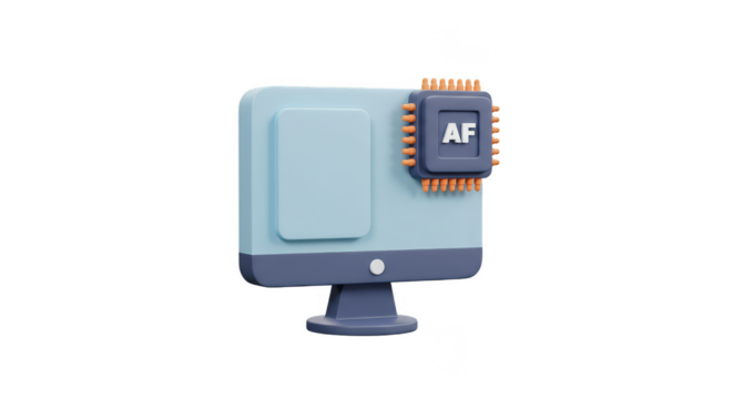 Isolated 3D Illustration of Computer with CPU Technology on Transparent