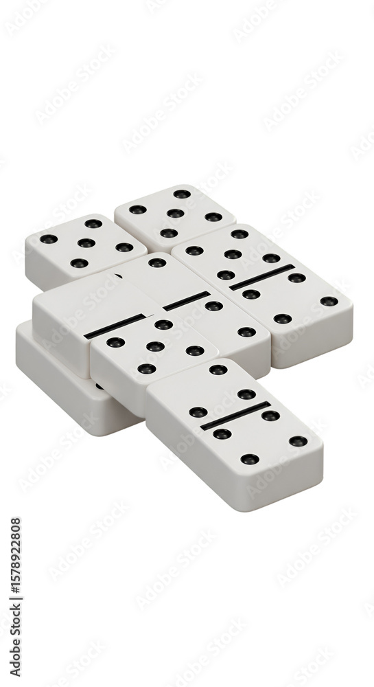 Poster isolated 3d rendering domino game tiles stacked on transparent background