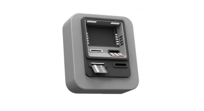 Isolated 3D Render ATM Machine Banking Finance Service Illustration
