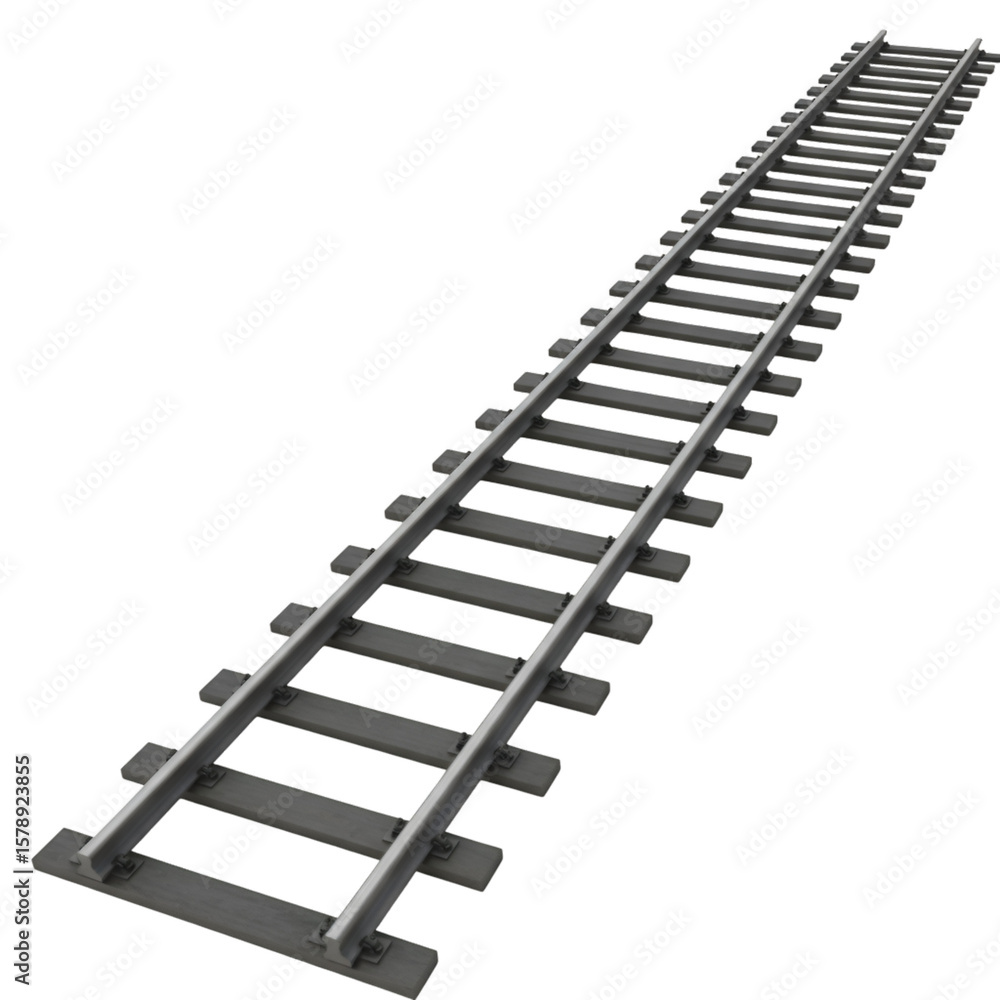 Poster isolated 3d rendering of railroad tracks on a transparent background