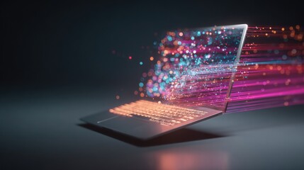 Fototapeta premium Laptop with digital streaks