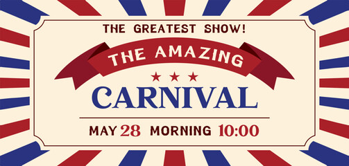Fototapeta premium Retro carnival ticket template. Vector illustration.