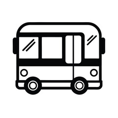 Simple Black and White Bus Icon Illustration