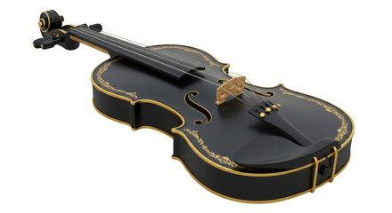 Obraz premium Isolated Black and Gold Violin Musical Instrument on Transparent Background