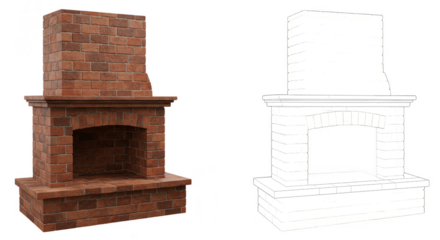 Isolated Brick Fireplace Garden Decor Vintage Architecture Transparent PNG
