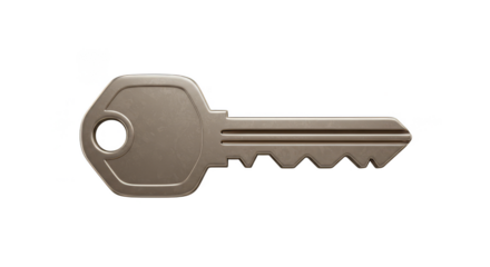 Isolated Bronze Metal Key Security Lock with Transparent Background