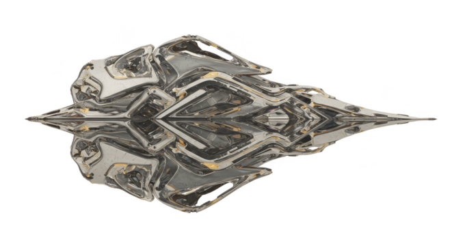 Futuristic Metallic Shape Abstract Art Illustration Transparent - Powered by Adobe