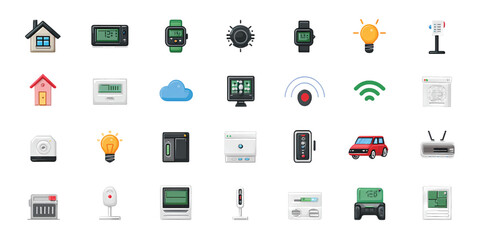  Vector Illustration Set of Smart Devices and Digital Inter