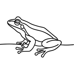 Naklejka premium Line art illustration of a frog waiting patiently, a simple outline drawing of an amphibian in repose. Frog waiting showcases clean, minimalist design.