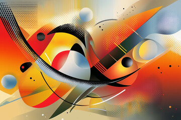 Colorful abstract music background with notes and artistic patterns