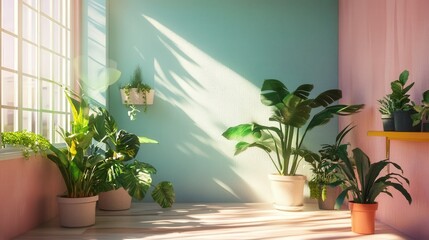 Bright corner space with plants and clean decor