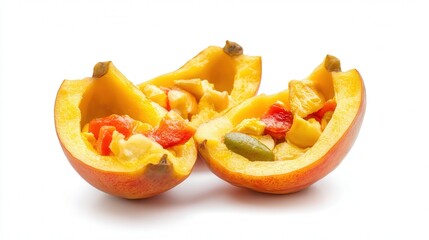 Ackee tropical fruit opened isolated on white background