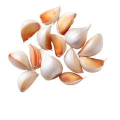 Pile of fresh garlic cloves isolated on transparent background, a versatile ingredient for adding flavor to any meal