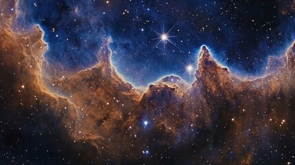 Fototapeta premium Stunning cosmic nebula with vibrant colors and bright stars.