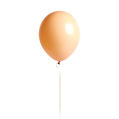 Single Peach Colored Balloon on White String Against Transparent Background Isolated Transparent Background