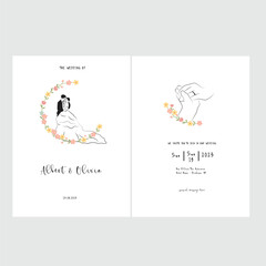 Aesthetic wedding design korean style simple for wedding card wedding invitation flat vector