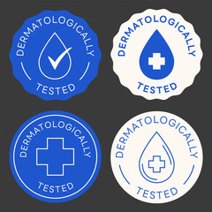 Dermatologically Tested Stamp. Set of Dermatologically Tested Signs. Vector Design Badges
